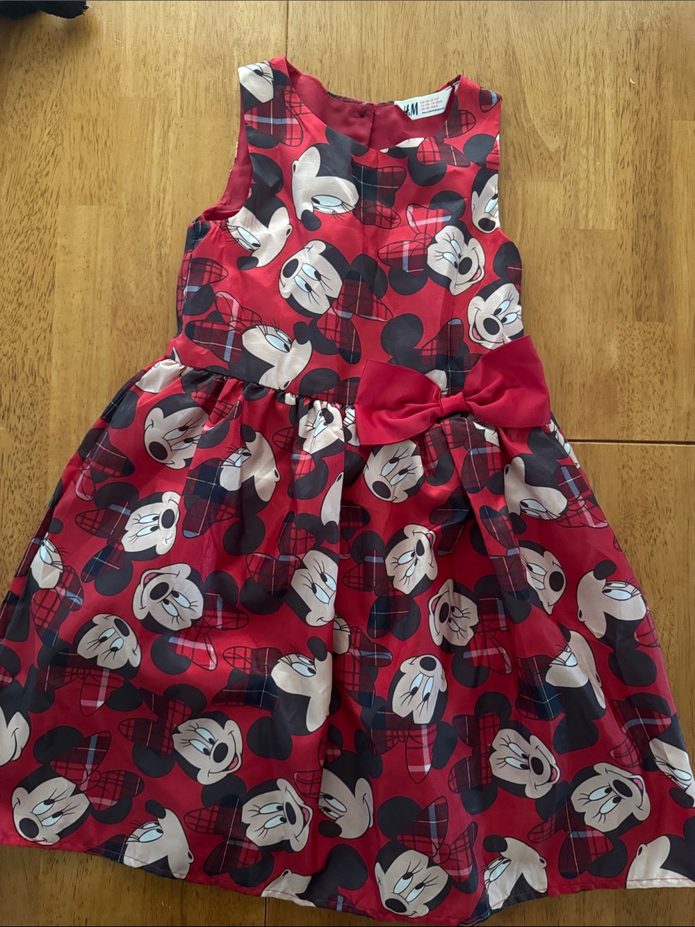 H&M Red and Black Minnie Mouse Party Dress with Bow